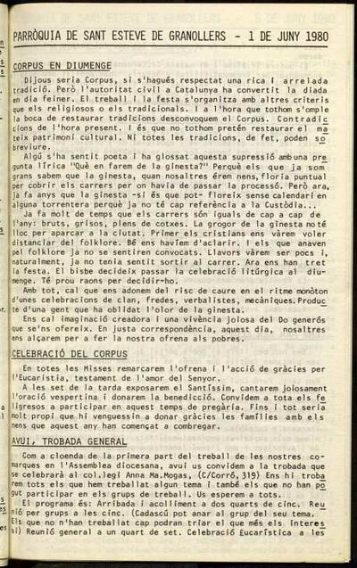 Parròquia de Sant Esteve, 1/6/1980 [Issue]