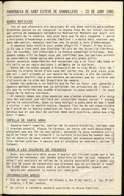 Parròquia de Sant Esteve, 22/6/1980 [Issue]