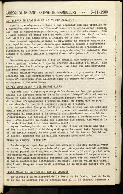 Parròquia de Sant Esteve, 3/11/1980 [Issue]