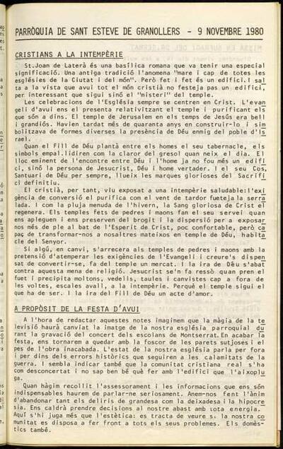 Parròquia de Sant Esteve, 9/11/1980 [Issue]