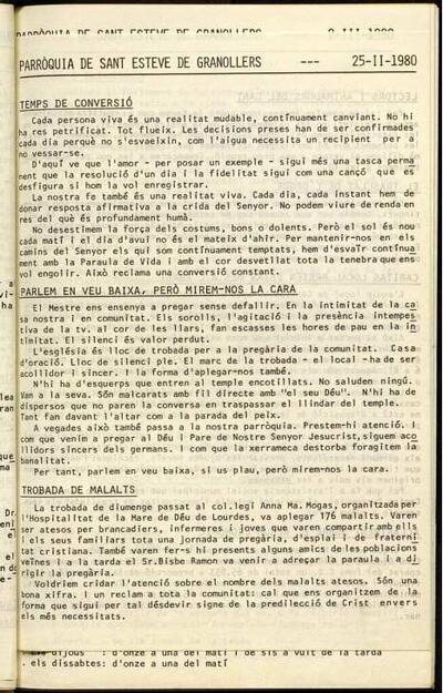 Parròquia de Sant Esteve, 25/11/1980 [Issue]