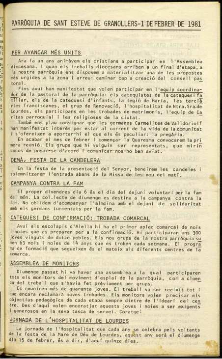 Parròquia de Sant Esteve, 1/2/1981 [Issue]