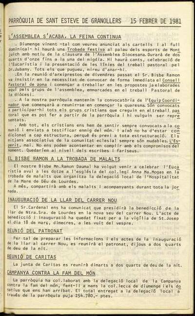 Parròquia de Sant Esteve, 15/2/1981 [Issue]