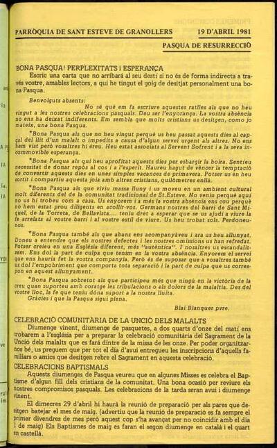 Parròquia de Sant Esteve, 19/4/1981 [Issue]