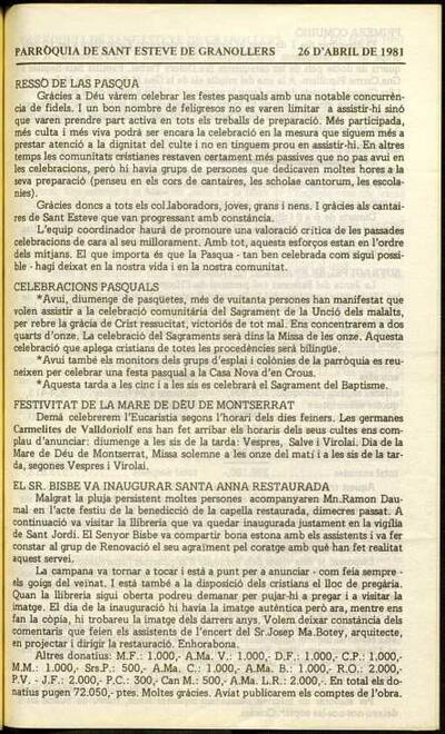 Parròquia de Sant Esteve, 26/4/1981 [Issue]