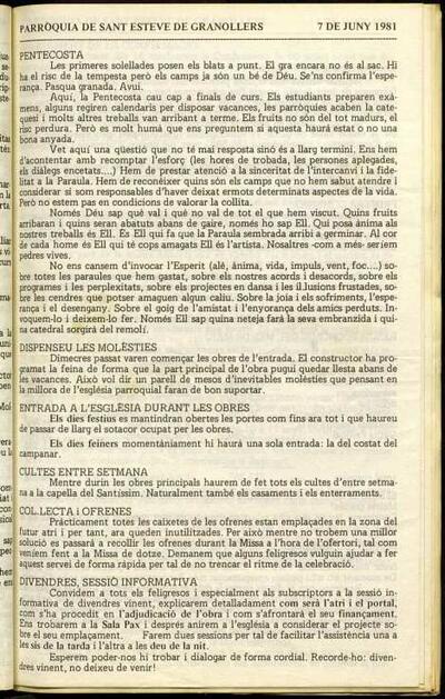 Parròquia de Sant Esteve, 7/6/1981 [Issue]