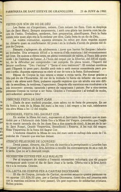 Parròquia de Sant Esteve, 21/6/1981 [Issue]