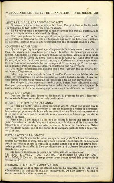 Parròquia de Sant Esteve, 19/7/1981 [Issue]