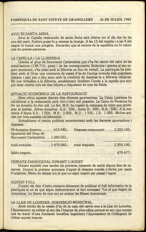 Parròquia de Sant Esteve, 26/7/1981 [Issue]