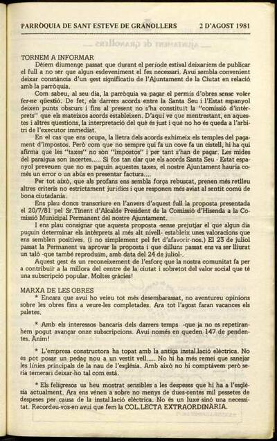 Parròquia de Sant Esteve, 2/8/1981 [Issue]