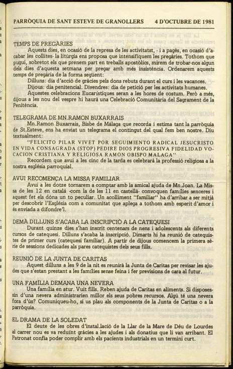 Parròquia de Sant Esteve, 4/10/1981 [Issue]