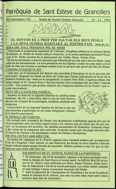 Parròquia de Sant Esteve, 25/12/1993 [Exemplar]