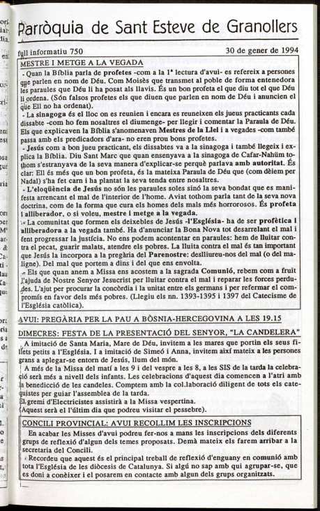 Parròquia de Sant Esteve, 30/1/1994 [Exemplar]