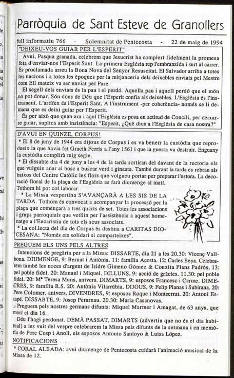 Parròquia de Sant Esteve, 22/5/1994 [Exemplar]