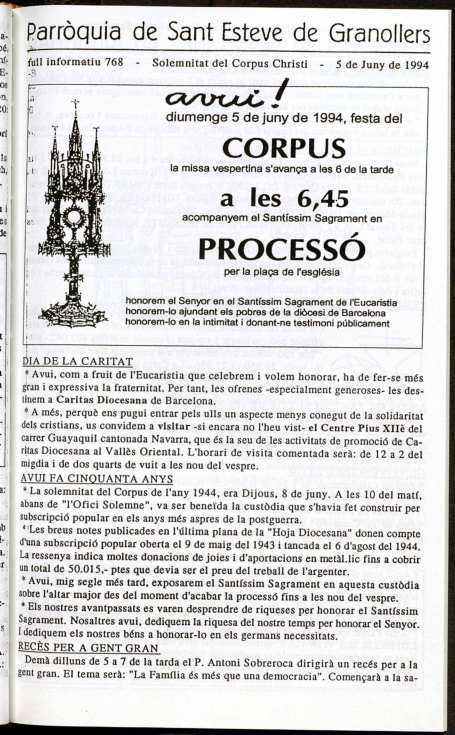 Parròquia de Sant Esteve, 5/6/1994 [Exemplar]