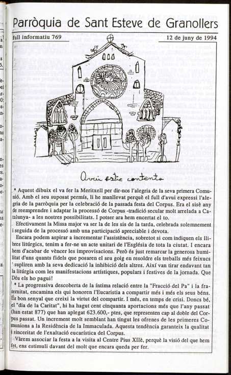 Parròquia de Sant Esteve, 12/6/1994 [Exemplar]