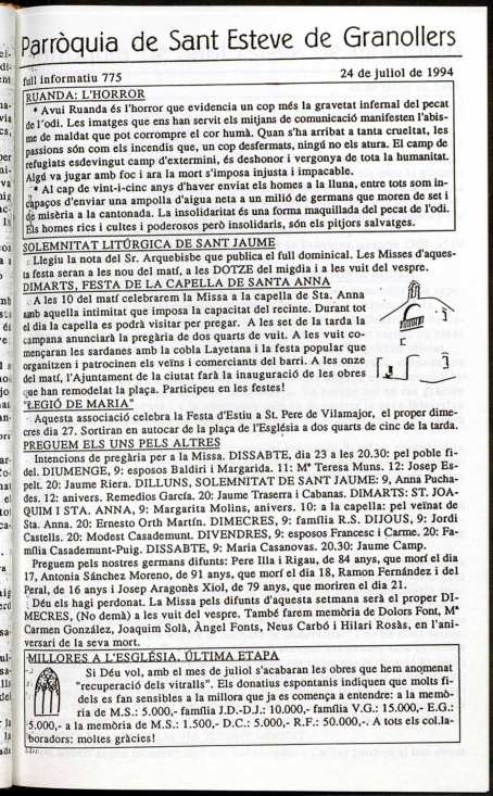 Parròquia de Sant Esteve, 24/7/1994 [Exemplar]