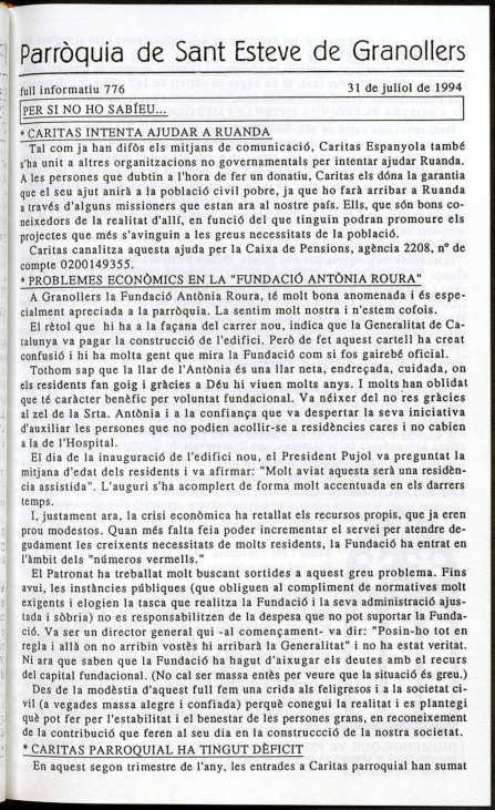 Parròquia de Sant Esteve, 31/7/1994 [Exemplar]