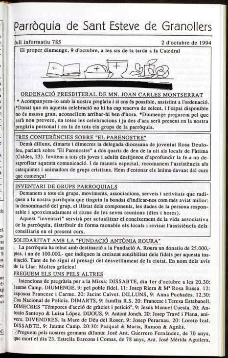 Parròquia de Sant Esteve, 2/10/1994 [Exemplar]