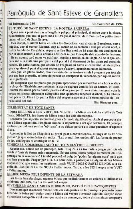 Parròquia de Sant Esteve, 30/10/1994 [Exemplar]