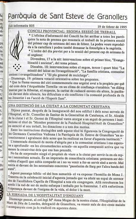 Parròquia de Sant Esteve, 19/2/1995 [Exemplar]