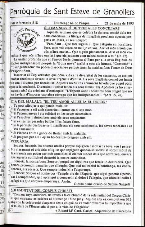 Parròquia de Sant Esteve, 21/5/1995 [Exemplar]