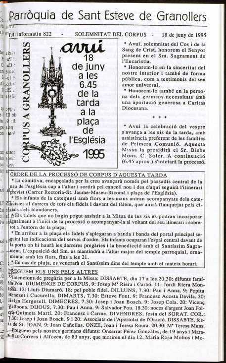 Parròquia de Sant Esteve, 18/6/1995 [Exemplar]