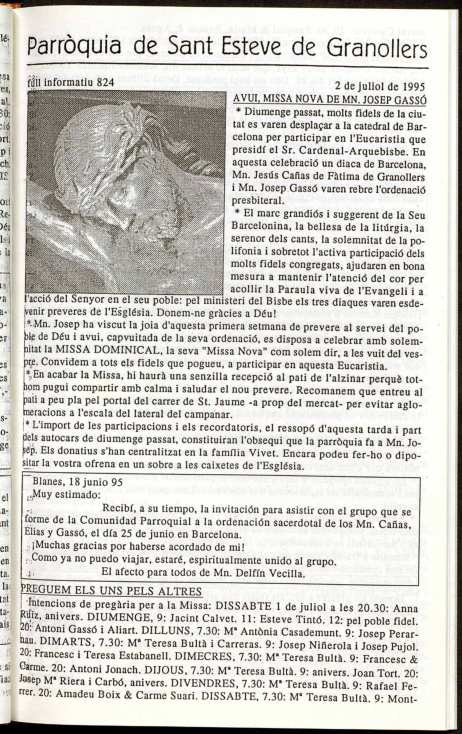 Parròquia de Sant Esteve, 2/7/1995 [Exemplar]