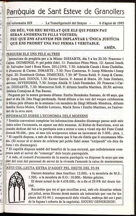 Parròquia de Sant Esteve, 6/8/1995 [Exemplar]