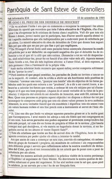 Parròquia de Sant Esteve, 10/9/1995 [Exemplar]