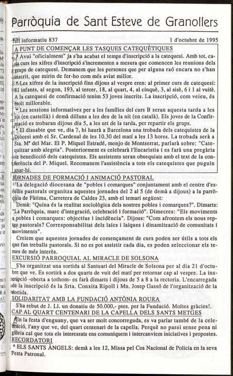 Parròquia de Sant Esteve, 1/10/1995 [Exemplar]