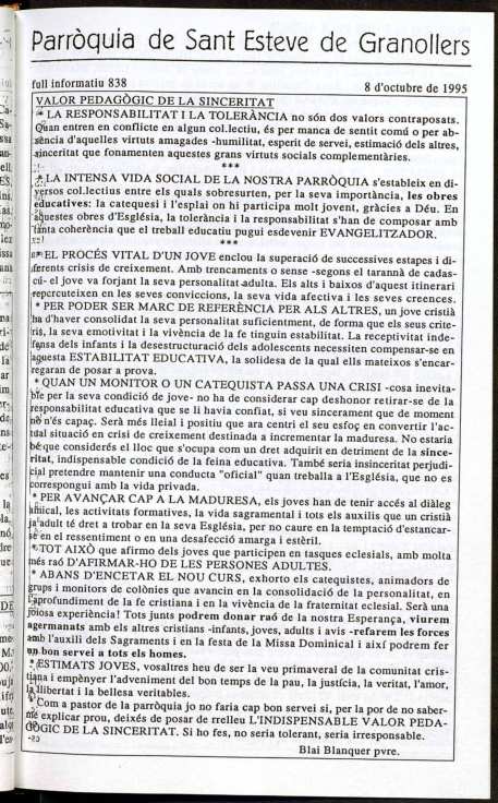 Parròquia de Sant Esteve, 8/10/1995 [Exemplar]