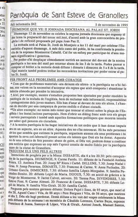 Parròquia de Sant Esteve, 5/11/1995 [Exemplar]