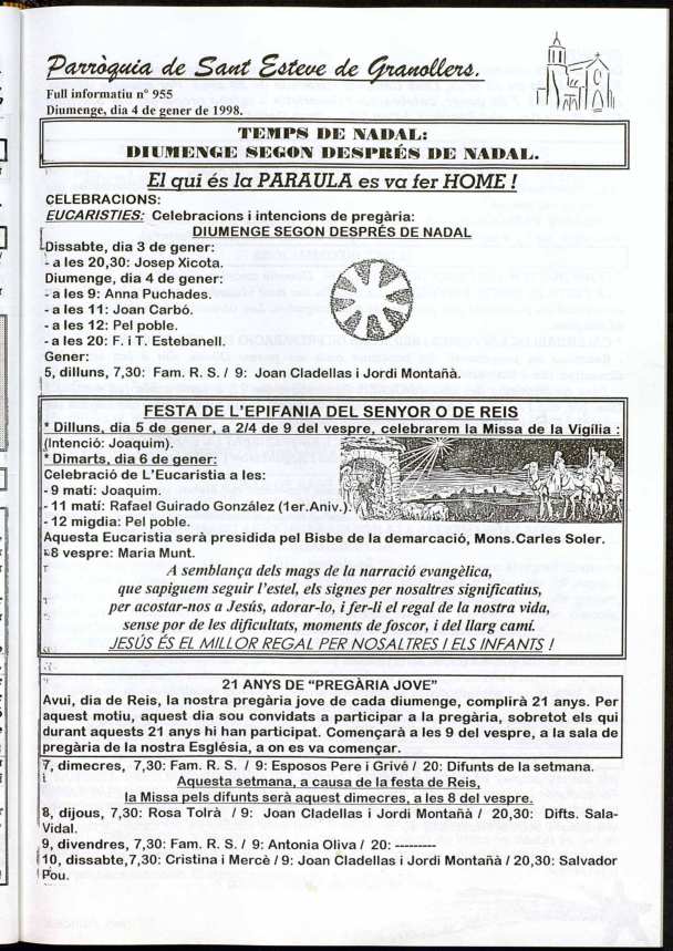 Parròquia de Sant Esteve, 4/1/1998 [Issue]