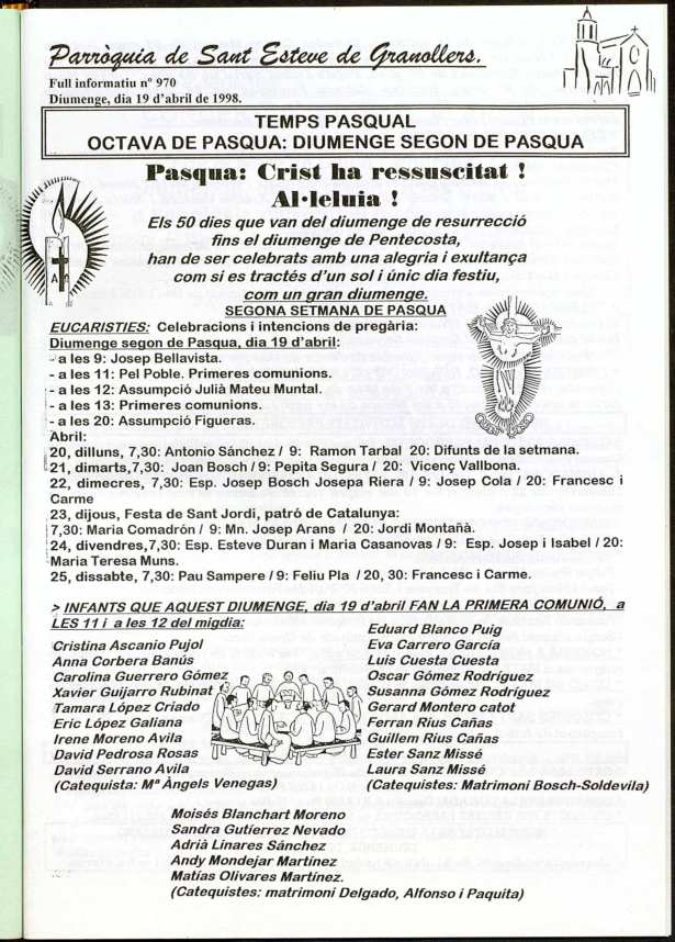 Parròquia de Sant Esteve, 19/4/1998 [Issue]