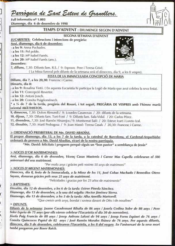 Parròquia de Sant Esteve, 6/12/1998 [Issue]