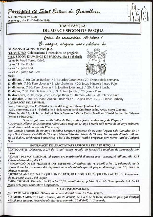 Parròquia de Sant Esteve, 11/4/1999 [Issue]