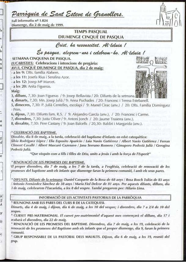 Parròquia de Sant Esteve, 2/5/1999 [Issue]