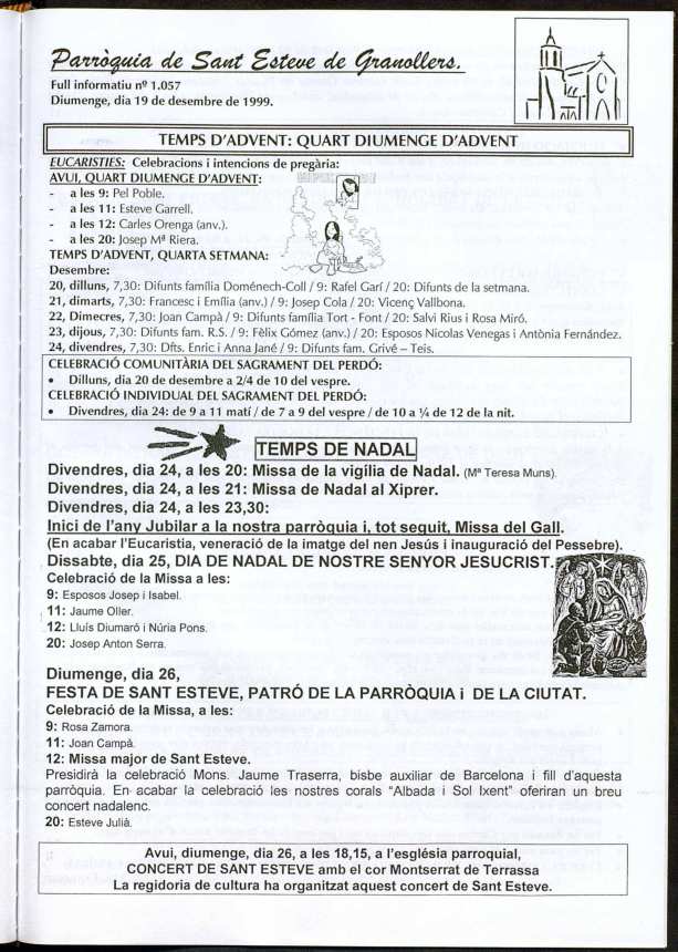 Parròquia de Sant Esteve, 19/12/1999 [Ejemplar]