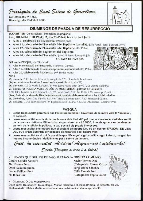 Parròquia de Sant Esteve, 23/4/2000 [Issue]