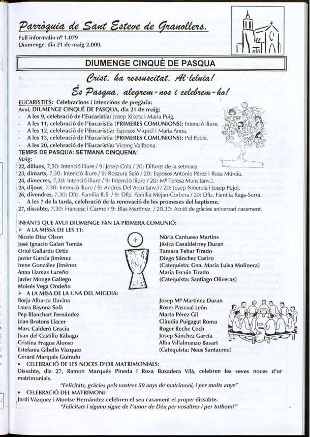 Parròquia de Sant Esteve, 21/5/2000 [Issue]