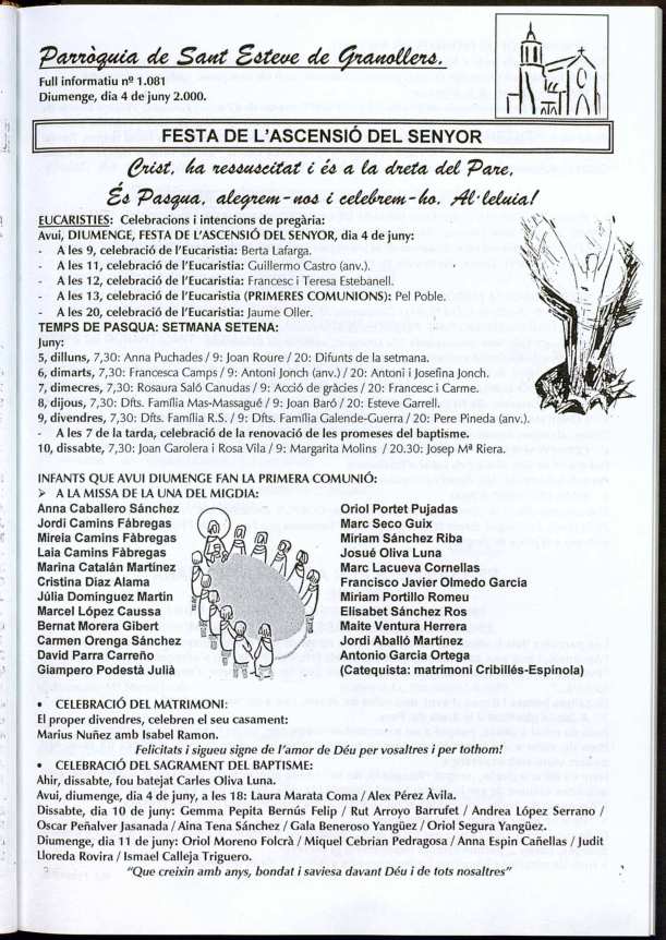 Parròquia de Sant Esteve, 4/6/2000 [Issue]