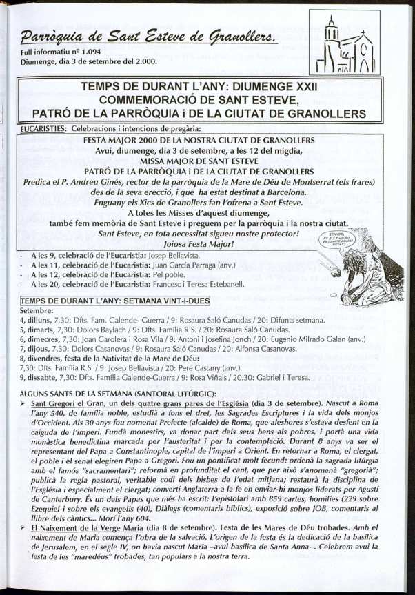 Parròquia de Sant Esteve, 3/9/2000 [Issue]