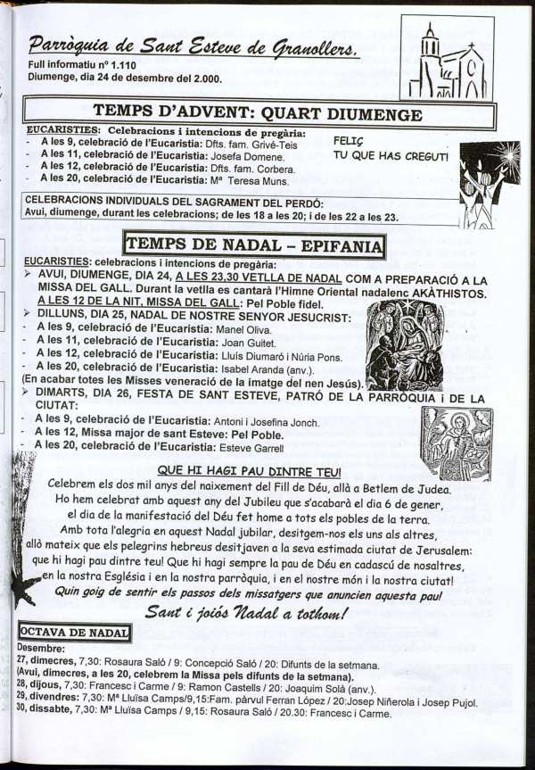 Parròquia de Sant Esteve, 24/12/2000 [Issue]