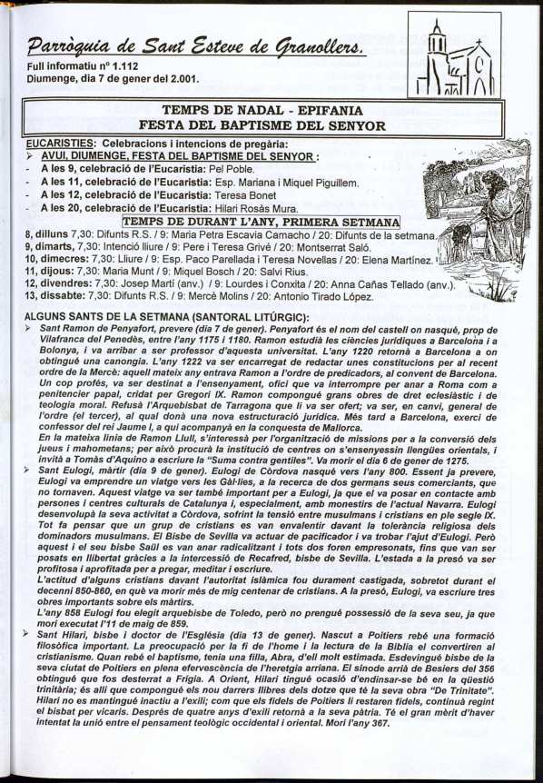 Parròquia de Sant Esteve, 7/1/2001 [Issue]