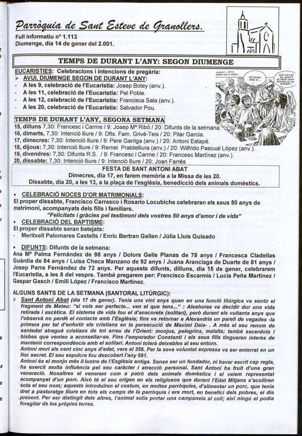 Parròquia de Sant Esteve, 14/1/2001 [Issue]