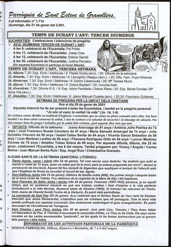 Parròquia de Sant Esteve, 21/1/2001 [Issue]