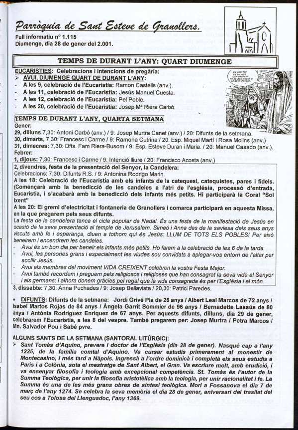 Parròquia de Sant Esteve, 28/1/2001 [Issue]