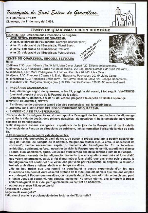 Parròquia de Sant Esteve, 11/3/2001 [Issue]