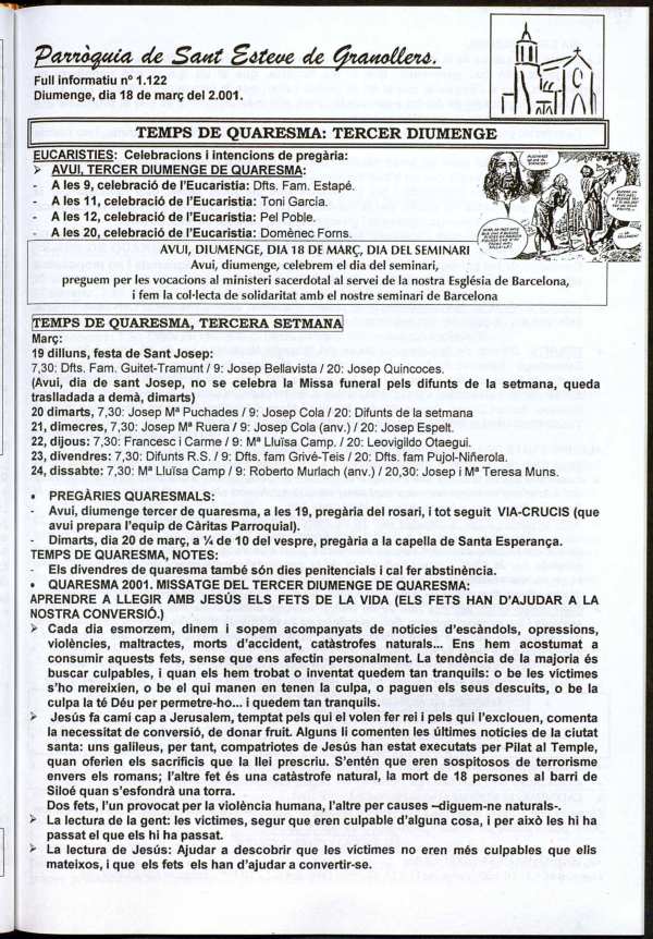 Parròquia de Sant Esteve, 18/3/2001 [Issue]